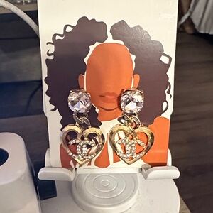 Gold Heart Crystal Earrings